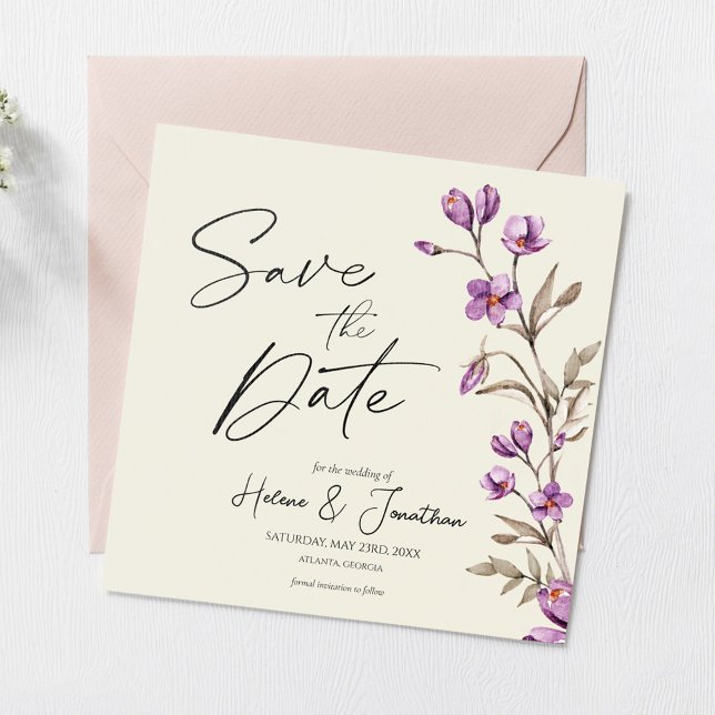 Pastel Wildflower Boho Wedding Save The Date Invitation (Creator Uploaded)