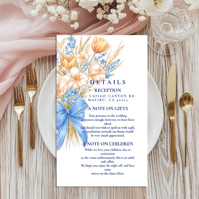 Pastel Wildflower Bow Wedding Enclosure Card (Creator Uploaded)
