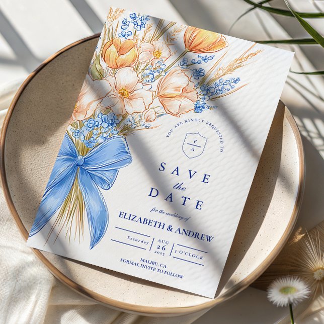 Pastel Wildflower Bow Wedding Save The Date (Creator Uploaded)