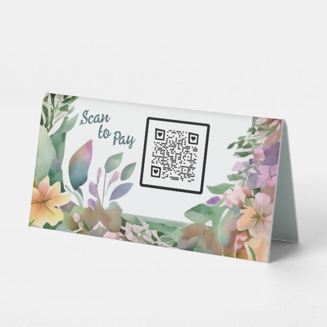 Pastel Wildflower Business QR code Scan to Pay  (Front)