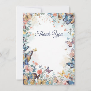 Pastel Wildflower & Butterfly Thank You Card