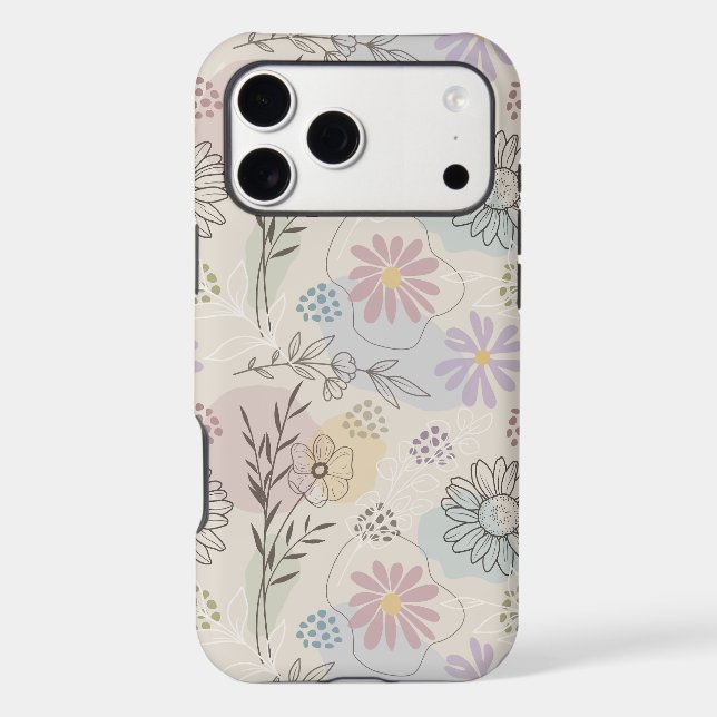 Pastel Wildflower Collage – Chic Floral Geometric  (Back)