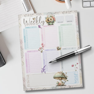 Pastel Wildflower Collage – Chic Floral Geometric Notepad