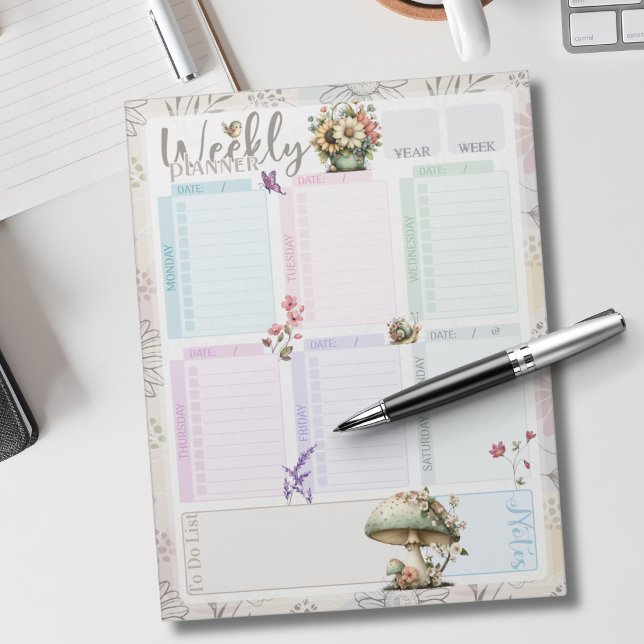 Pastel Wildflower Collage – Chic Floral Geometric Notepad (Creator Uploaded)