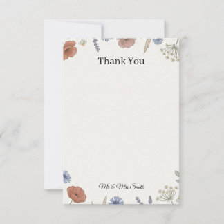 Pastel Wildflower Floral Wedding Thank You Card
