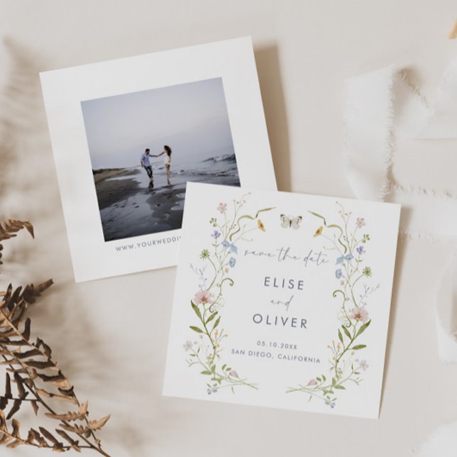 Pastel Wildflower Frame Wedding Save The Date (Creator Uploaded)