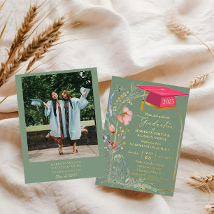 Pastel Wildflower Garden Twin Graduation Party