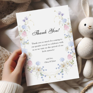 Pastel Wildflower Gender Reveal Guest Thank You Card