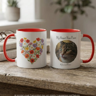 Pastel Wildflower Heart My Heart Has Paws Photo Mug