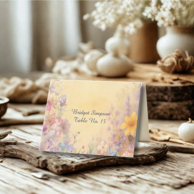 Pastel Wildflower Meadow Barn Wedding guest card (Creator Uploaded)