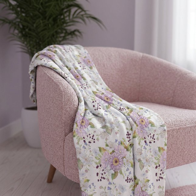 Pastel Wildflower Meadow Floral Custom Pattern Fleece Blanket (Pastel Wildflower Meadow Floral Custom Pattern Fleece Blanket)