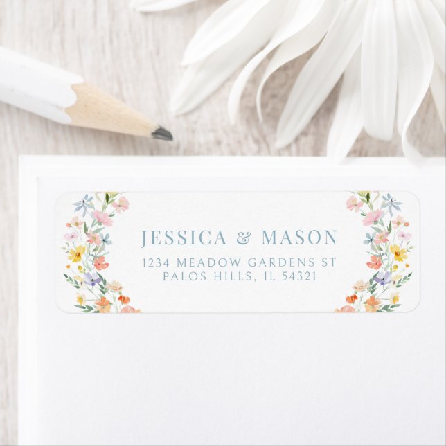 Pastel wildflower meadow flower Return Address Label (Insitu)