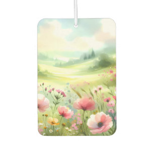 Pastel Wildflower Meadow Landscape Car Air Freshener
