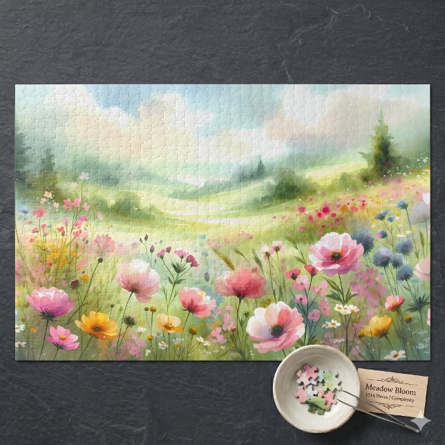 Pastel Wildflower Meadow Landscape Jigsaw Puzzle (Pastel Wildflower Meadow Landscape Jigsaw Puzzle)