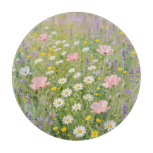 Pastel Wildflower Meadow Painting Cutting Board
