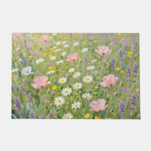 Pastel Wildflower Meadow Painting Doormat