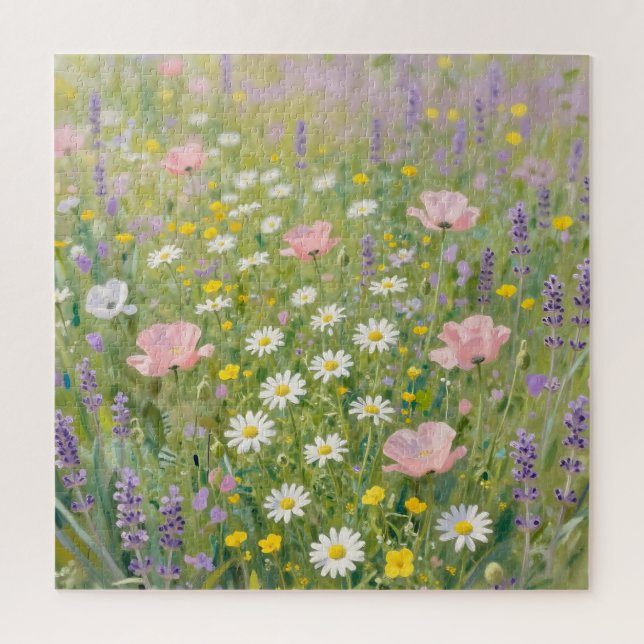Pastel Wildflower Meadow Painting Jigsaw Puzzle (Vertical)
