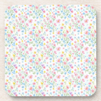 Pastel Wildflower Meadow Pattern Coaster