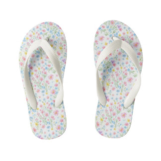 Pastel Wildflower Meadow Pattern Kid's Thongs