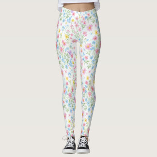Pastel Wildflower Meadow Pattern Leggings