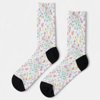 Pastel Wildflower Meadow Pattern Socks