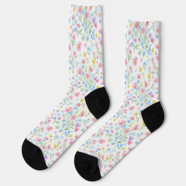 Pastel Wildflower Meadow Pattern Socks (Left)