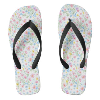 Pastel Wildflower Meadow Pattern Thongs