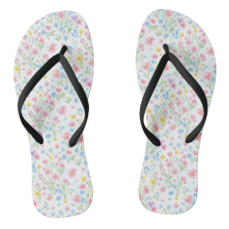 Pastel Wildflower Meadow Pattern Thongs
