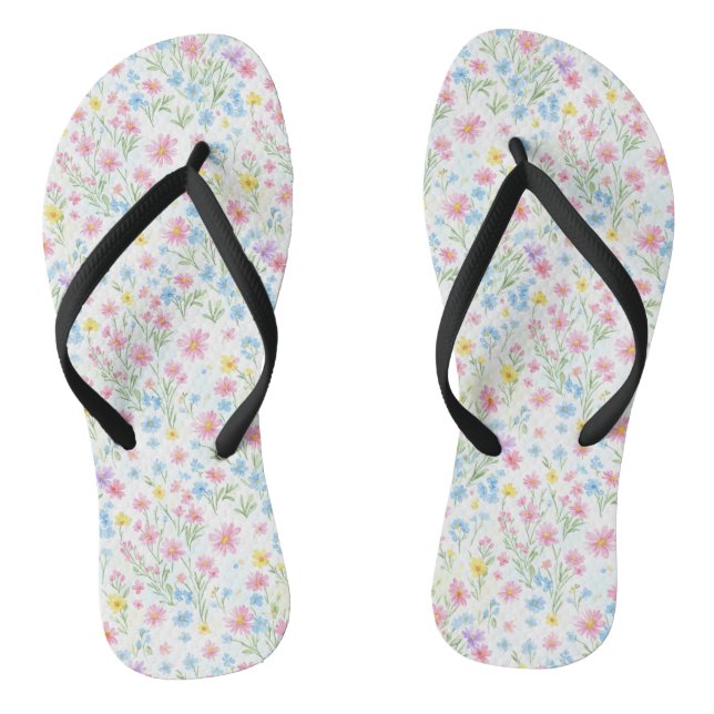 Pastel Wildflower Meadow Pattern Thongs (Footbed)