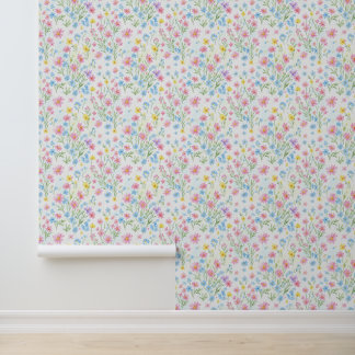 Pastel Wildflower Meadow Pattern Wallpaper