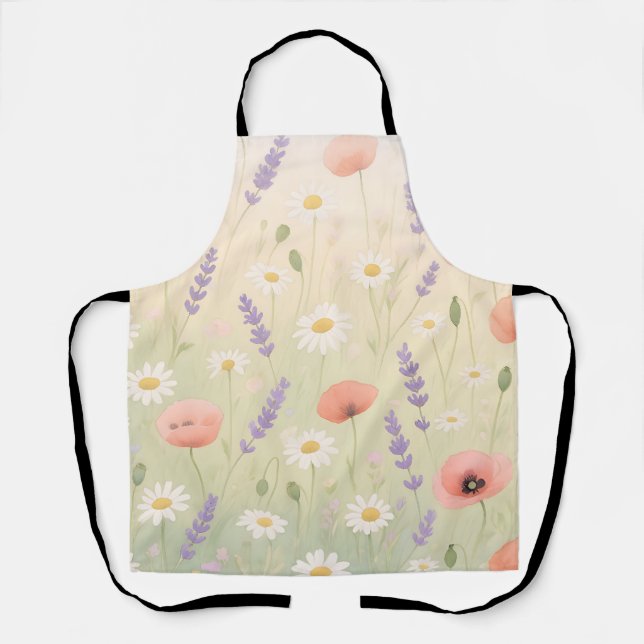 Pastel Wildflower Meadow Soft Bloom Apron (Front)