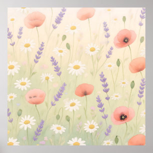 Pastel Wildflower Meadow Soft Bloom Poster