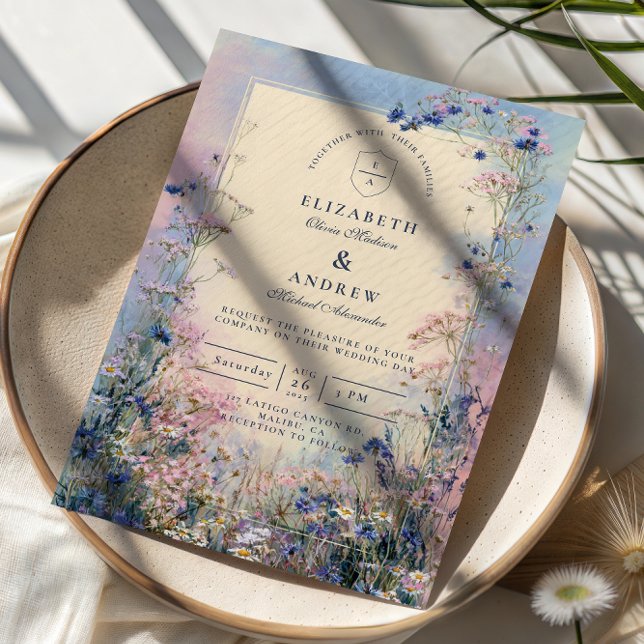 Pastel Wildflower Meadow Wedding Invitation (Creator Uploaded)