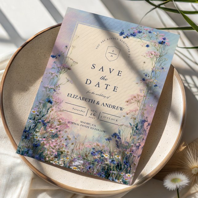 Pastel Wildflower Meadow Wedding Save The Date (Creator Uploaded)