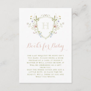 Pastel Wildflower Monogram Crest Books for Baby Enclosure Card