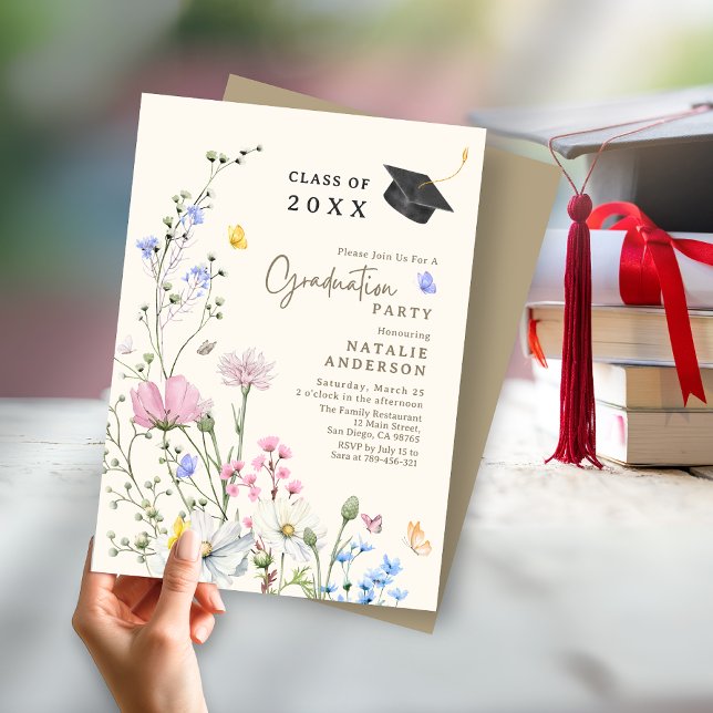 Pastel Wildflower Outdoor Garden Graduation Party Invitation (Pastel Wildflower Outdoor Garden Graduation Party Invitation)
