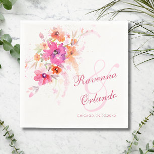 Pastel Wildflower Peony Peonies Anemones Wedding Napkin
