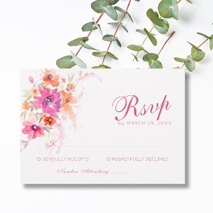 Pastel Wildflower Peony Peonies Anemones Wedding RSVP Card