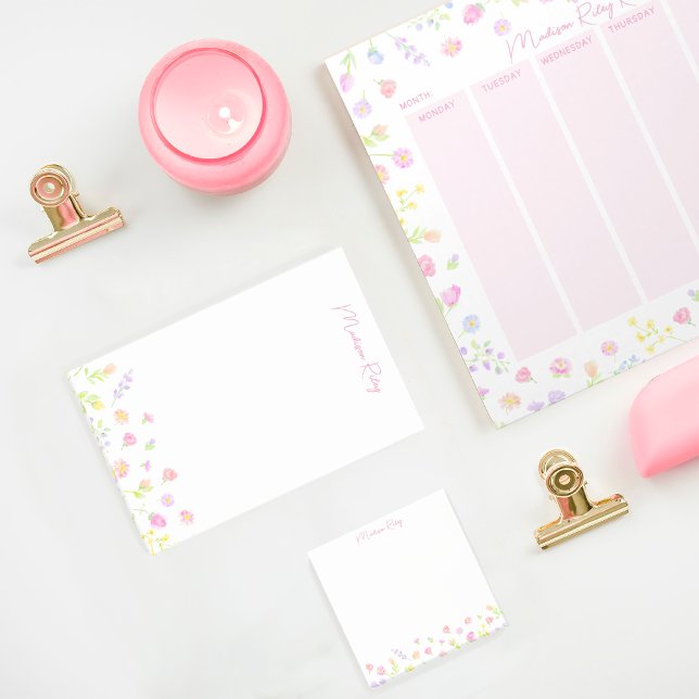 Pastel Wildflower Personalized Pink Notes (Creator Uploaded)