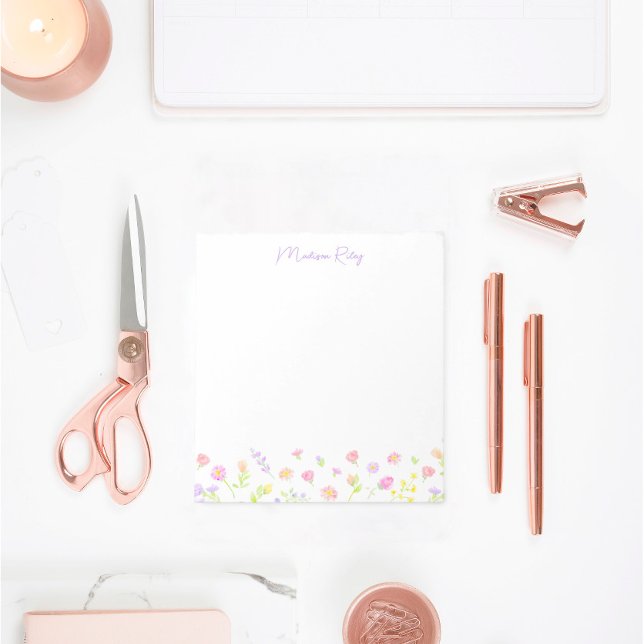 Pastel Wildflower Personalized Purple Notepad (Creator Uploaded)