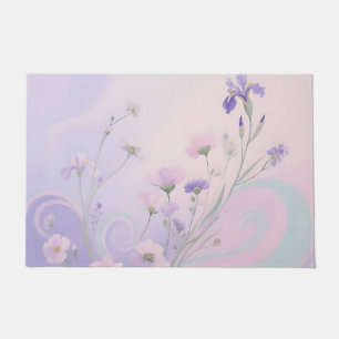 Pastel Wildflower Swirl Art Doormat