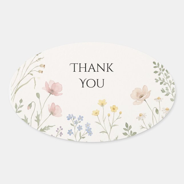 Pastel Wildflower Thank You Sticker (Front)