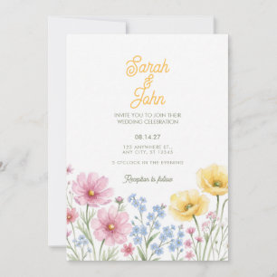 Pastel Wildflower Watercolor Garden Meadow Invitation