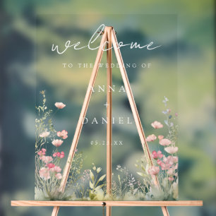 Pastel Wildflower Wedding Acrylic Sign