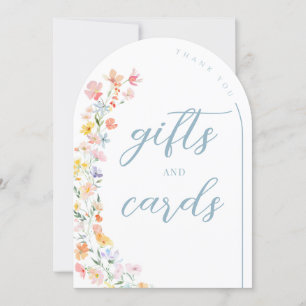 Pastel Wildflower Wedding Cards & Gifts Sign Card
