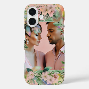 Pastel Wildflower Wedding Engagement Photo Frame iPhone 16 Case