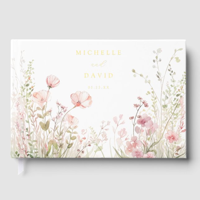Pastel Wildflower Wedding Guest Book (Front)