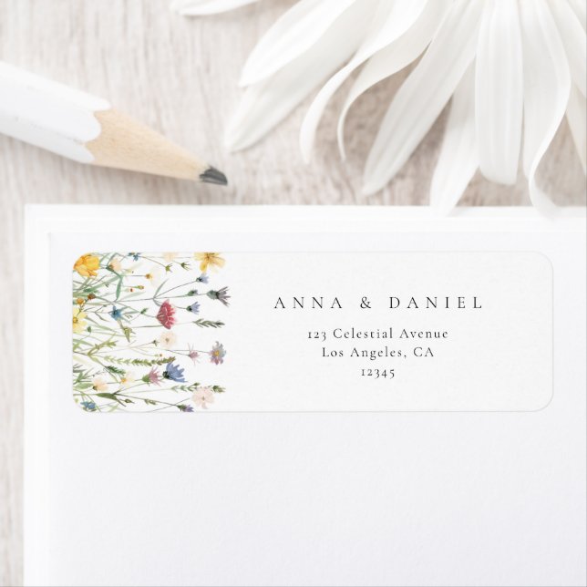 Pastel Wildflower Wedding Return Address Label (Insitu)