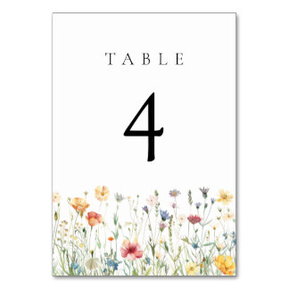 Pastel Wildflower Wedding Table Number