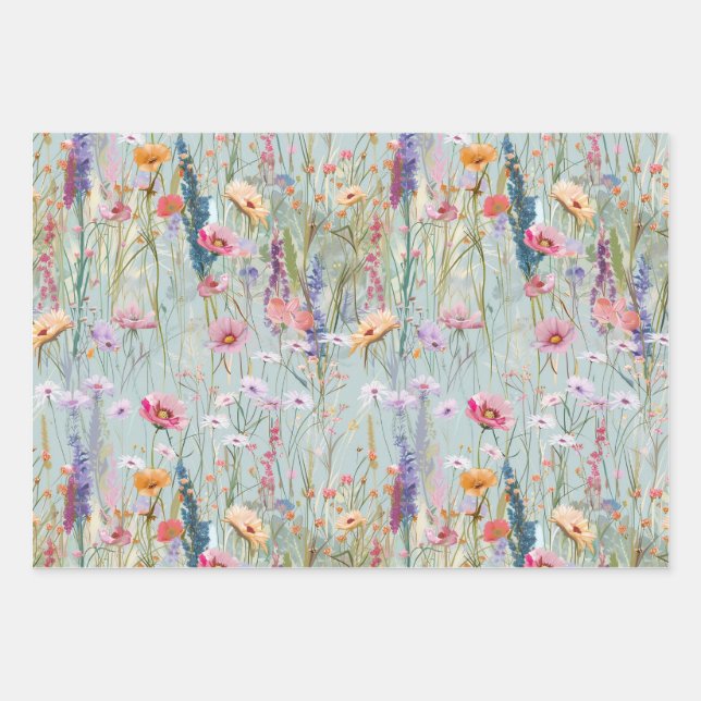 Pastel Wildflower Wrapping Paper Set (Front)